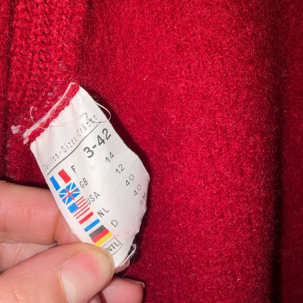 Saint James Red Cardigan virgin wool Sweater old money quiet luxury France - Picture 5 of 8